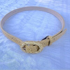 Banana Republic Italian Croc Embossed Leather Belt Yellow | Gold XS